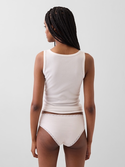 Image number 2 showing, Organic Stretch Cotton Lace-Trim Hipster