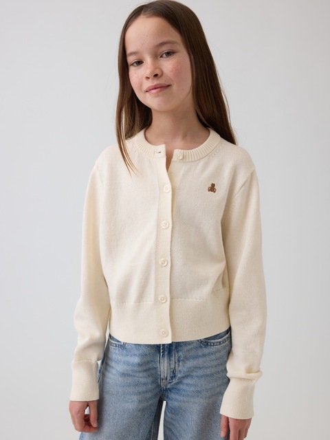 Kids 100% Cotton Relaxed Crop Cardigan