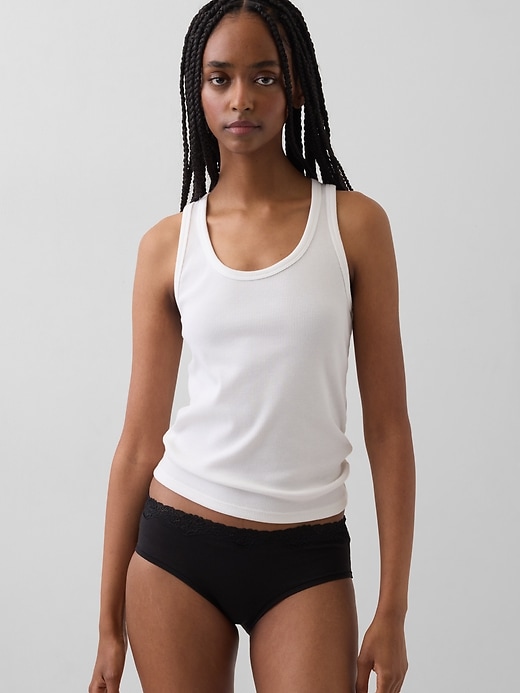 Image number 1 showing, Organic Stretch Cotton Lace-Trim Hipster