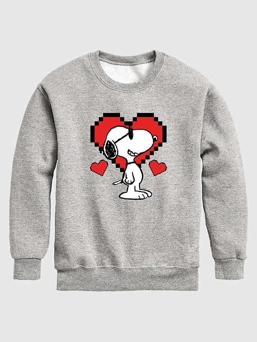 Image number 1 showing, Toddler Peanuts Snoopy Pixel Hearts Crew Fleece