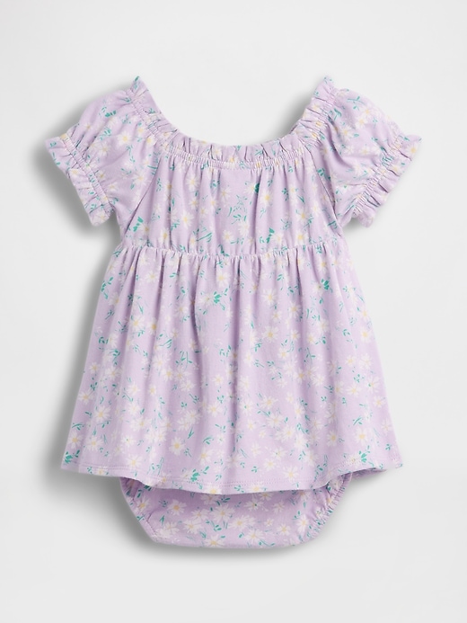 Image number 2 showing, Baby Organic Cotton Floral Bodysuit Dress