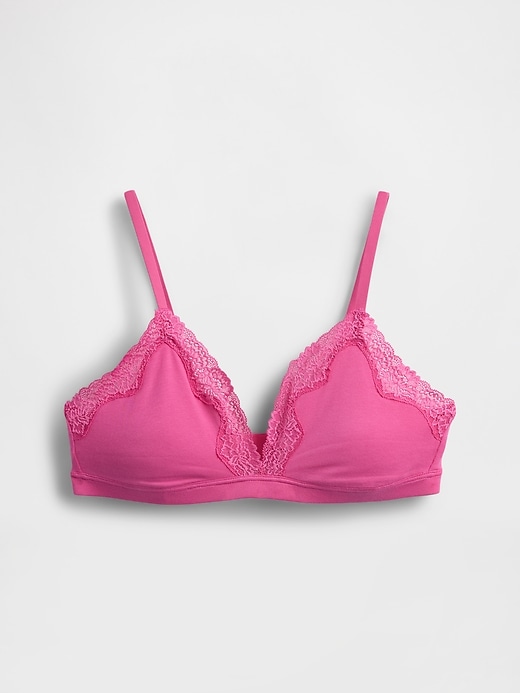 Image number 5 showing, Organic Stretch Cotton Lace-Trim Triangle Bra
