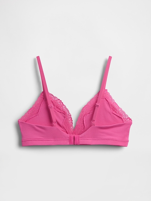 Image number 6 showing, Organic Stretch Cotton Lace-Trim Triangle Bra