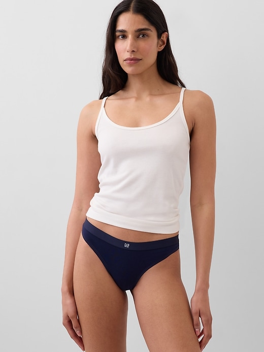 Image number 1 showing, Organic Stretch Cotton Logo Thong