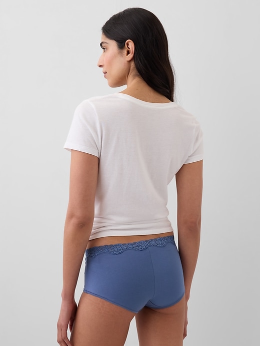 Image number 2 showing, Organic Stretch Cotton Lace-Trim Shorty