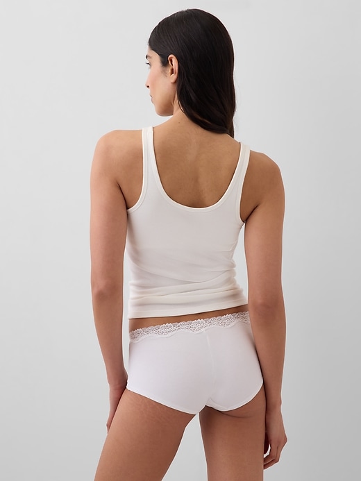 Image number 2 showing, Organic Stretch Cotton Lace-Trim Shorty