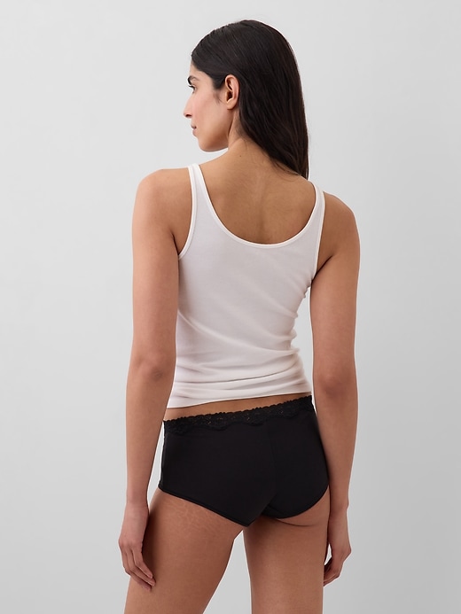 Image number 2 showing, Organic Stretch Cotton Lace-Trim Shorty