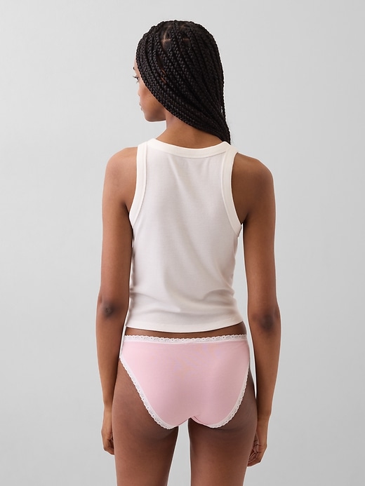 Image number 2 showing, Organic Stretch Cotton Lace-Trim Bikini