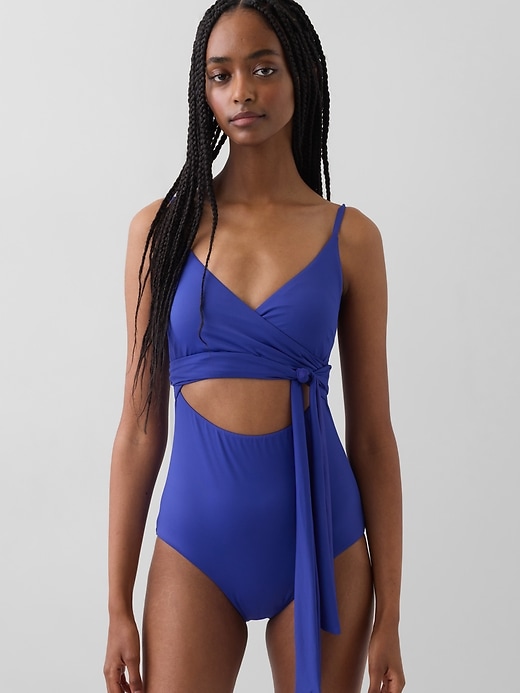 Tie-Knot Cutout Wrap One-Piece Swimsuit from GAP - $55