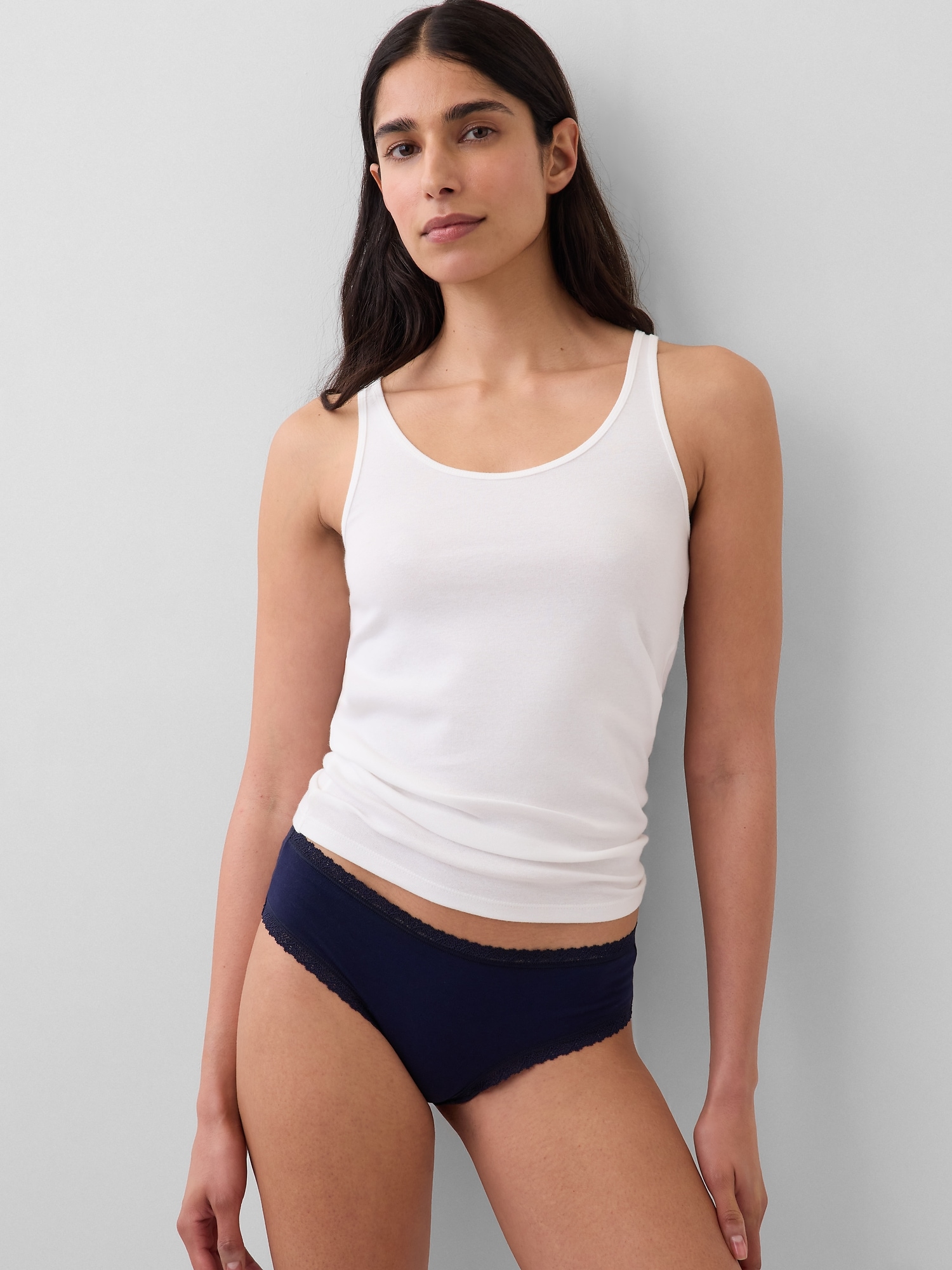 Organic Stretch Cotton Lace-Trim Hipster