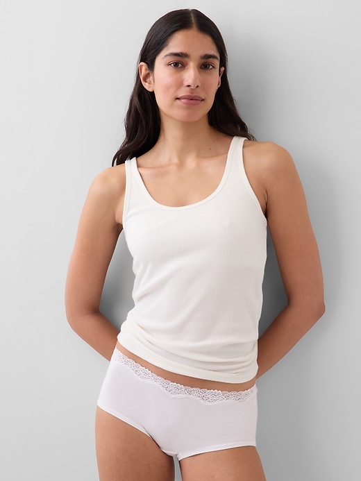 Image number 1 showing, Organic Stretch Cotton Lace-Trim Shorty