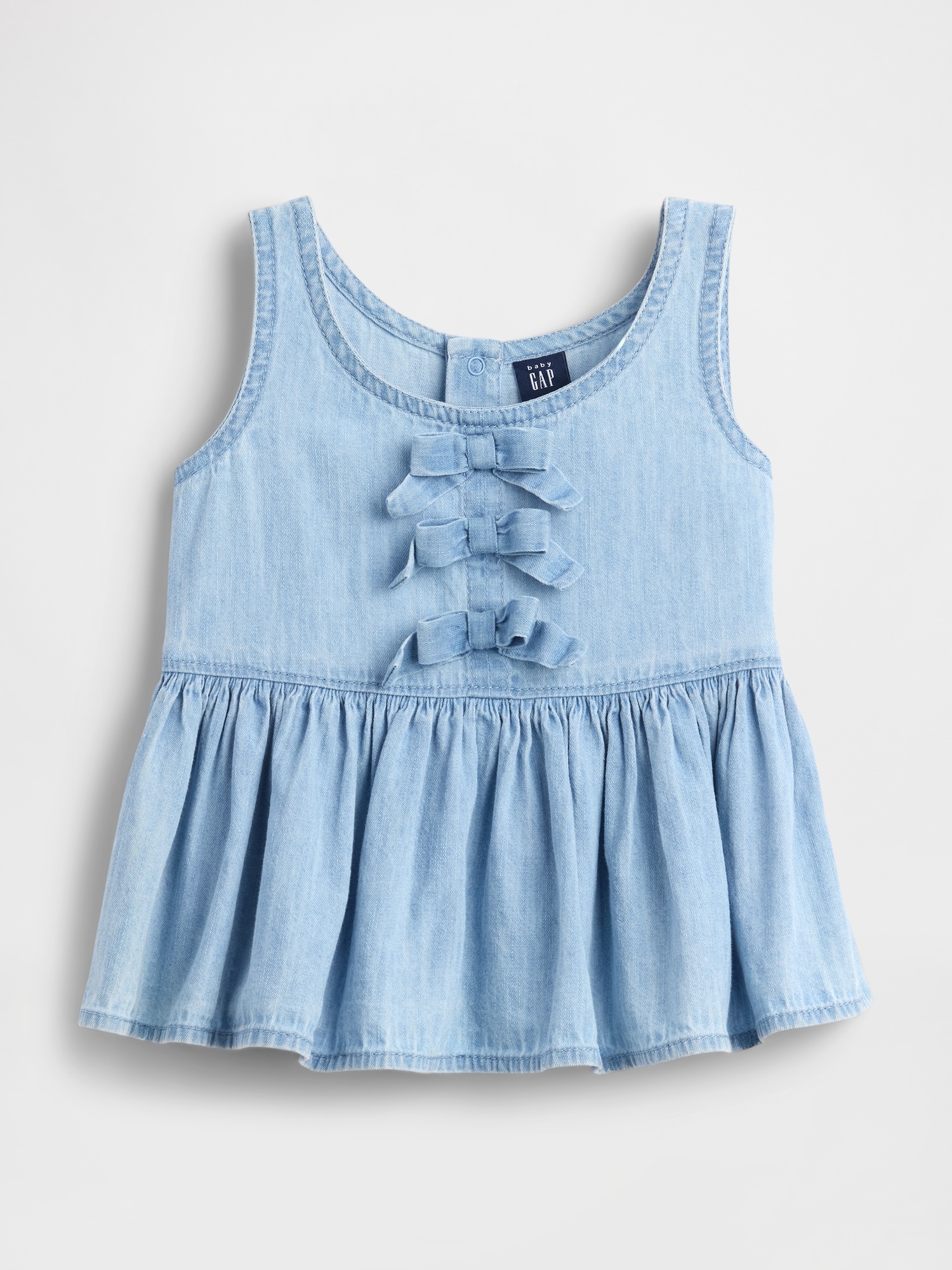 Топ Gap Bow Denim Tank Top для малышей, цвет: Средняя варка — фото 2