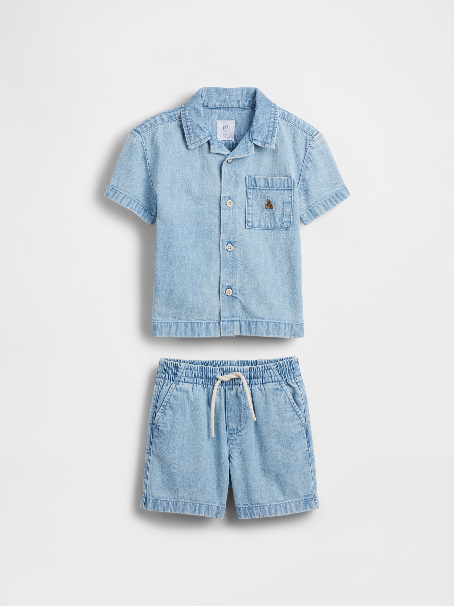 Комплекты Gap Denim Outfit Set для малышей, цвет: Светлая варка — фото 2
