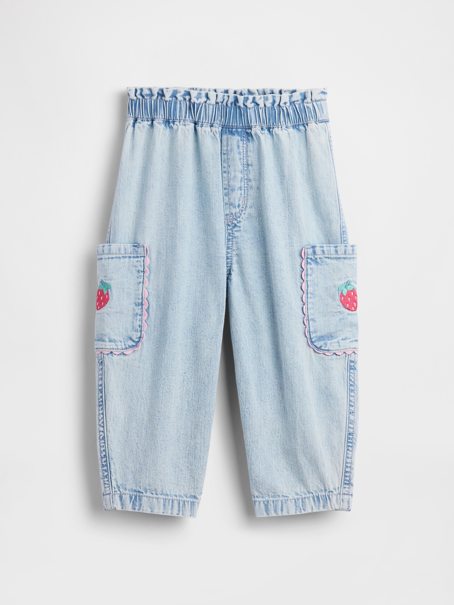Детские джинсы Gap Baby & Toddler Strawberry Pull-On Barrel Cargo Jeans — фото 2