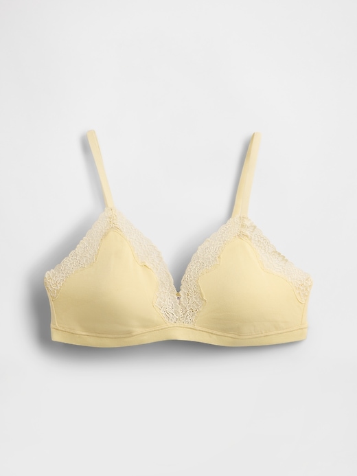 Image number 5 showing, Organic Stretch Cotton Lace-Trim Triangle Bra