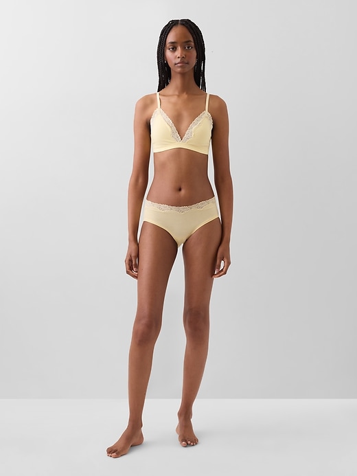 Image number 4 showing, Organic Stretch Cotton Lace-Trim Triangle Bra