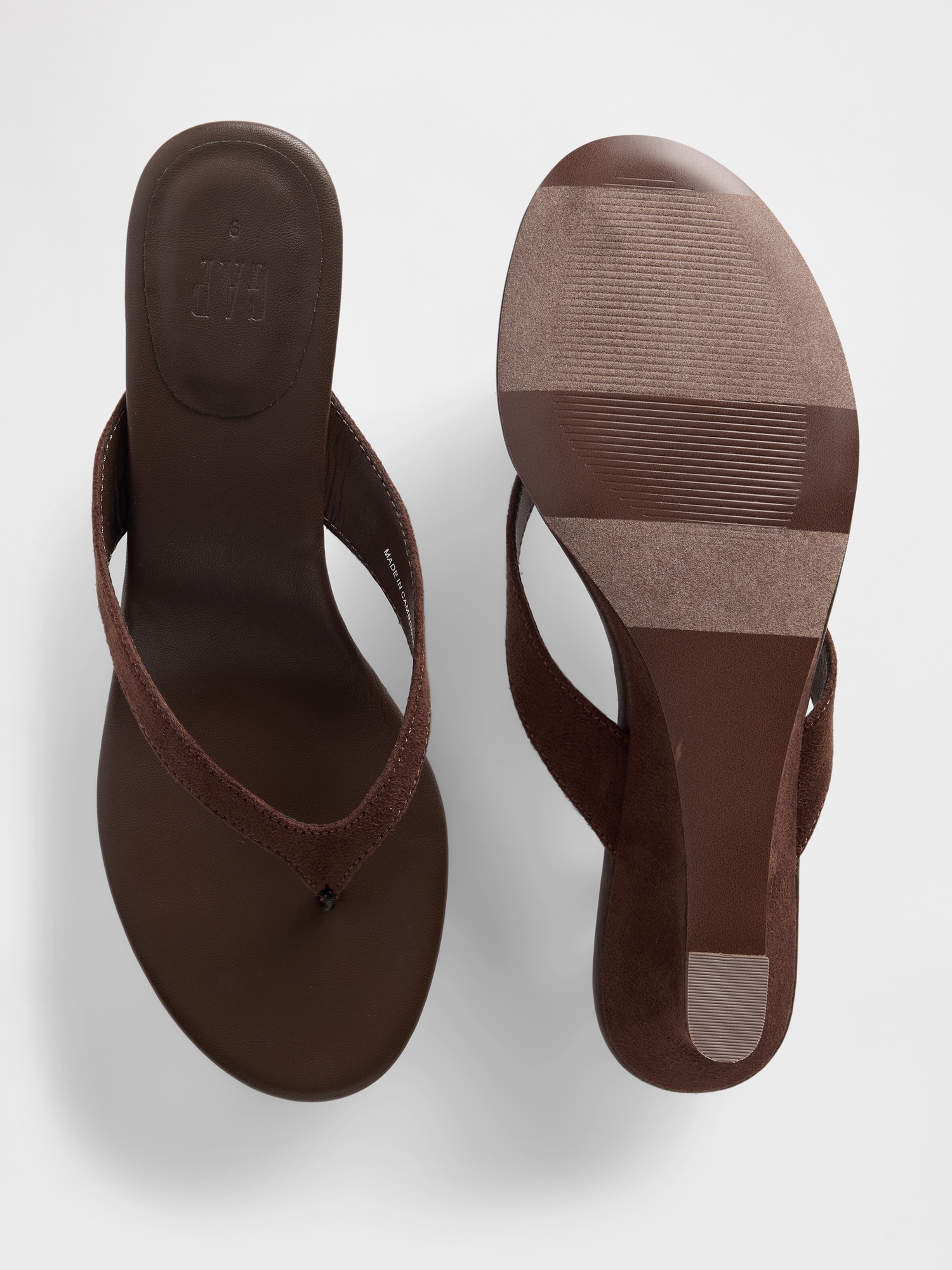 Image number 3 showing, Vegan Leather Wedge Thong Sandals
