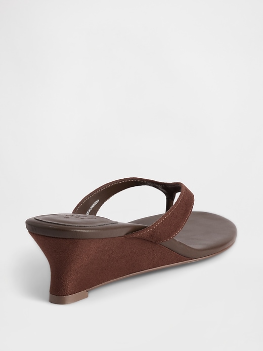 Image number 4 showing, Vegan Leather Wedge Thong Sandals