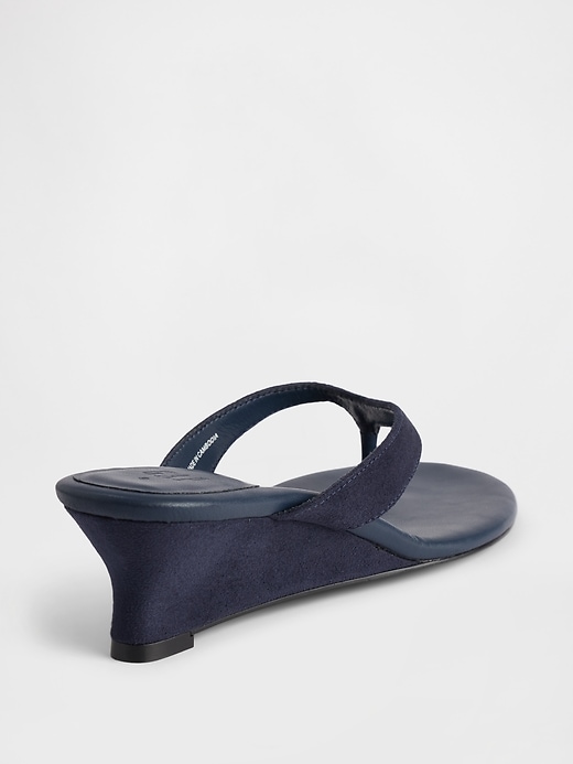 Image number 4 showing, Vegan Leather Wedge Thong Sandals