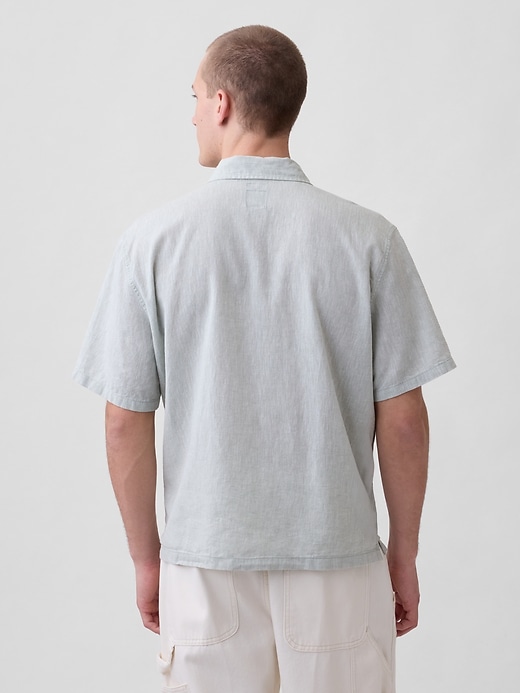 Linen-Cotton Relaxed Straight-Hem Shirt