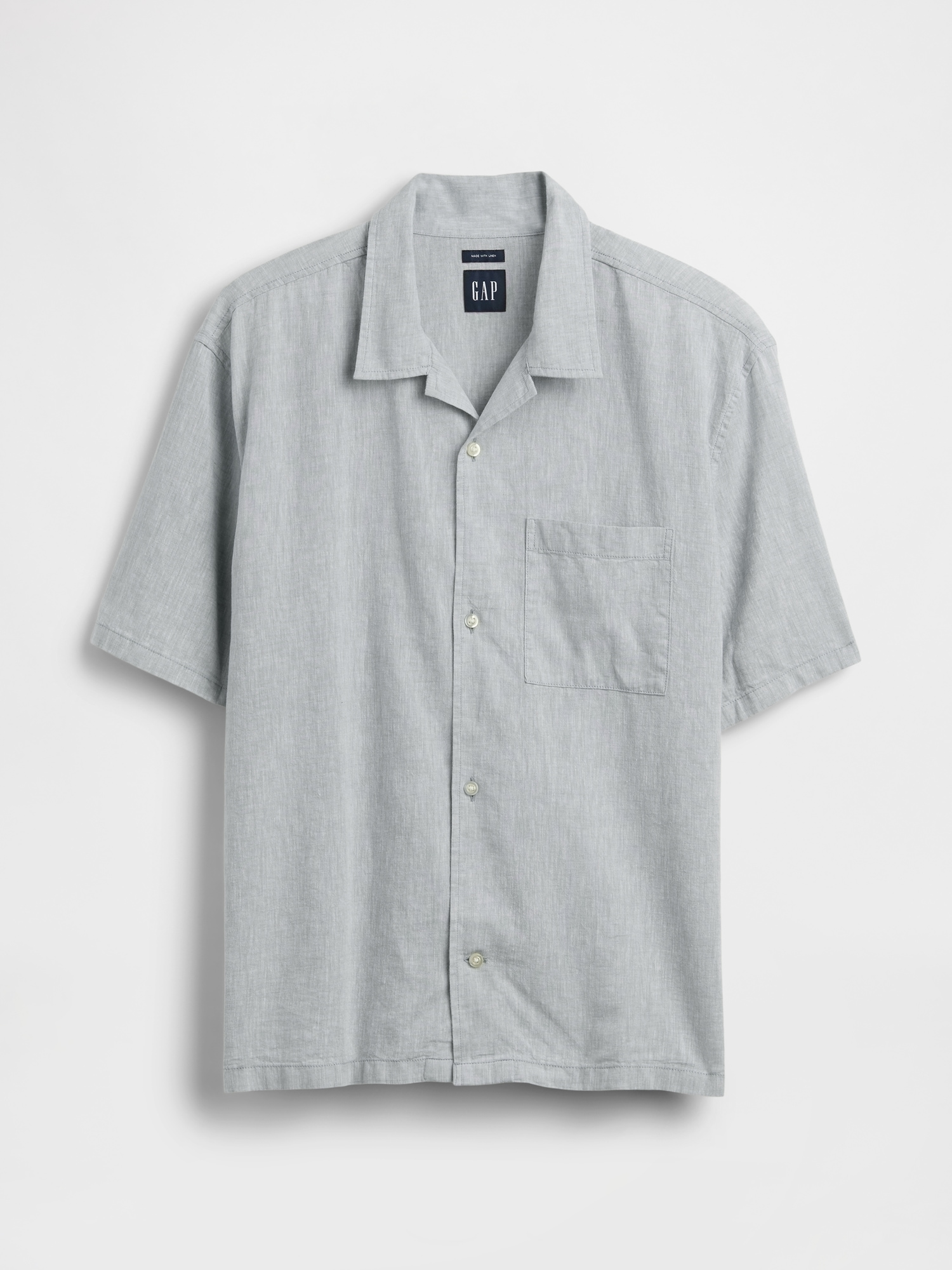 Linen-Cotton Relaxed Straight-Hem Shirt