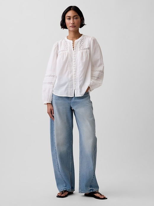 Image number 2 showing, Lace-Trim Pintuck Top