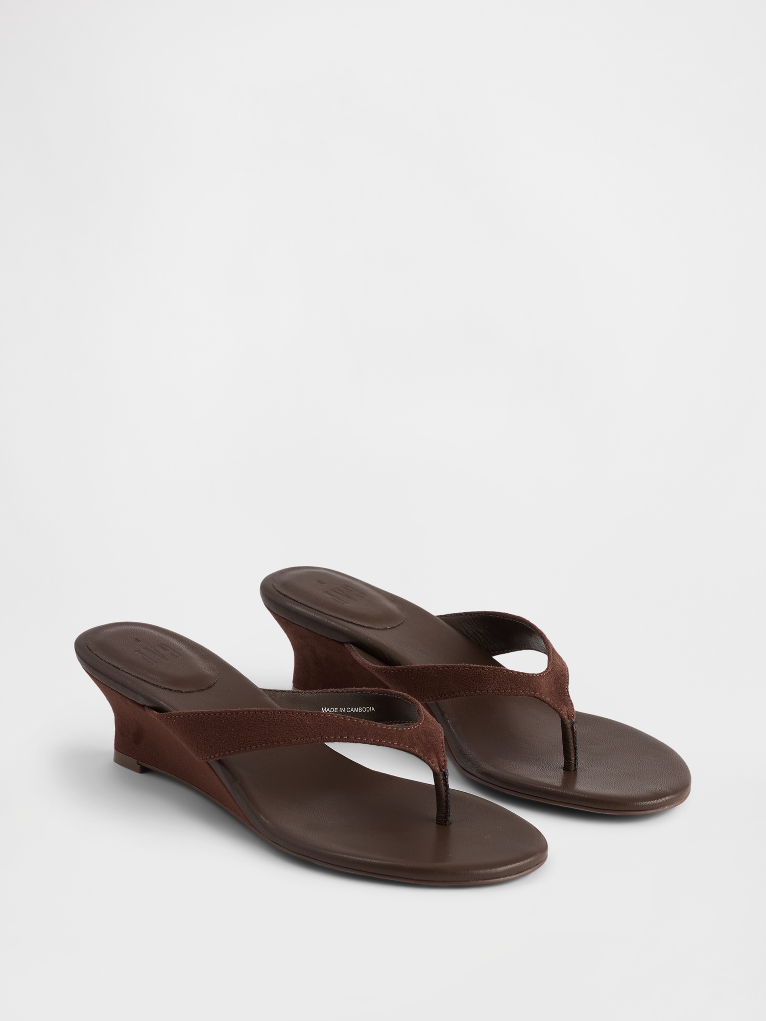 Image number 2 showing, Vegan Leather Wedge Thong Sandals
