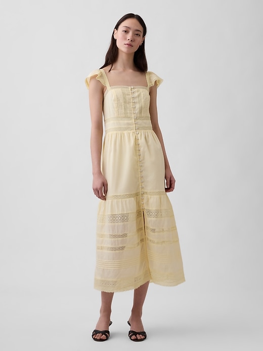 Image number 1 showing, Lace Ruffle Voile Maxi Dress