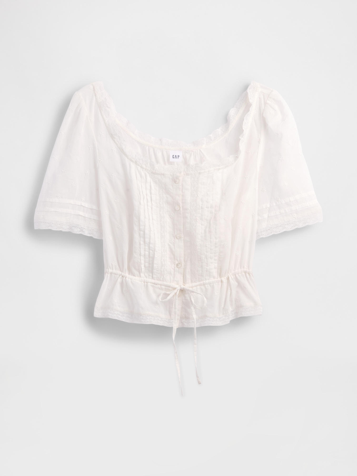 Lace-Trim Peplum Top | Gap