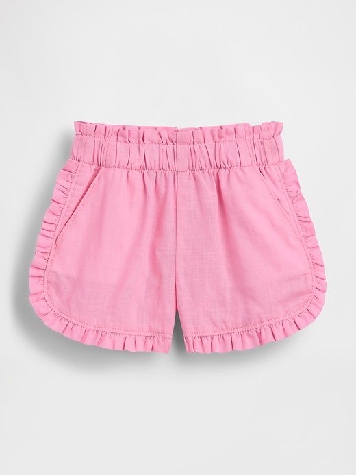 Image number 1 showing, Baby & Toddler Linen-Cotton Ruffle Dolphin Shorts