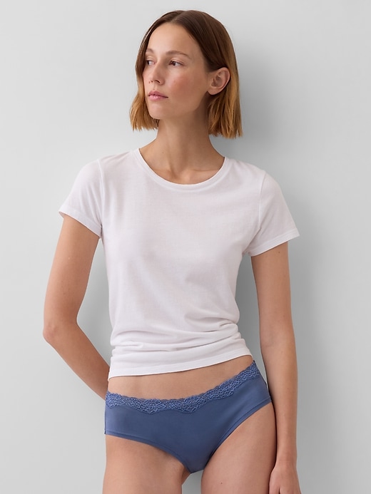 Image number 1 showing, Organic Stretch Cotton Lace-Trim Hipster