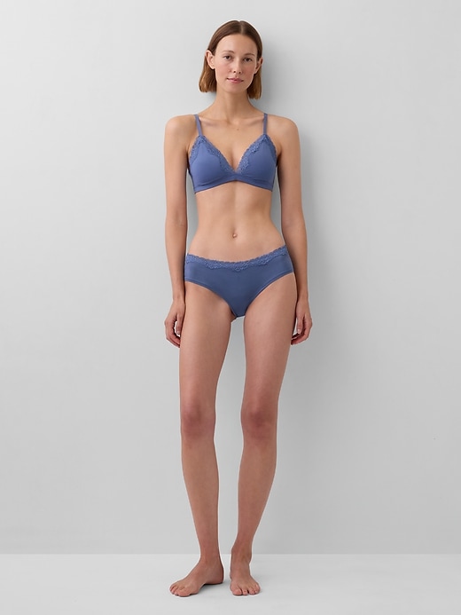 Image number 3 showing, Organic Stretch Cotton Lace-Trim Hipster