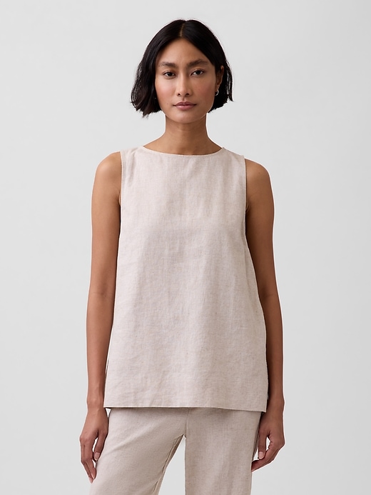 Image number 1 showing, Linen-Blend Shell Tank Top