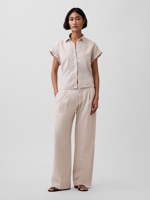 Image number 2 showing, Linen-Blend Oversized Shirt