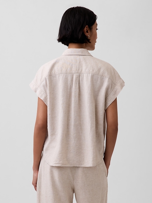 Image number 3 showing, Linen-Blend Oversized Shirt