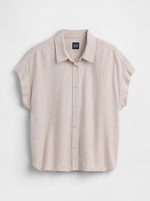 Image number 5 showing, Linen-Blend Oversized Shirt