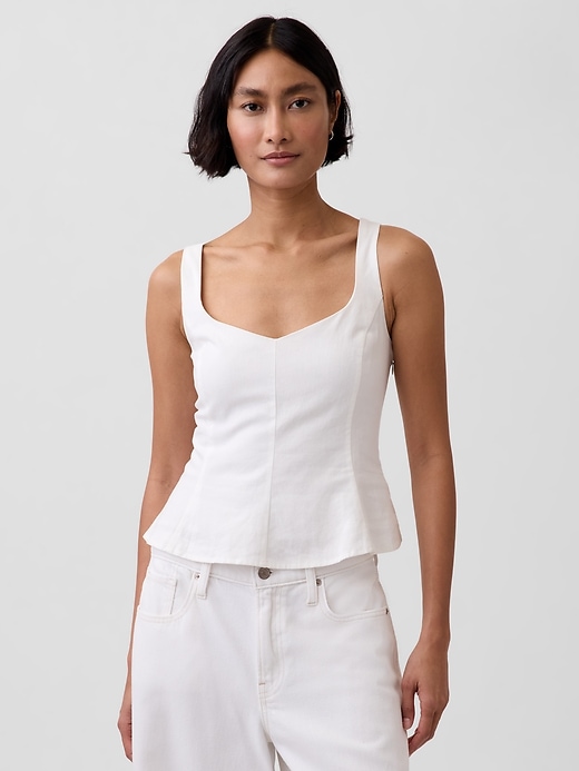 Image number 1 showing, Linen-Blend Peplum Top