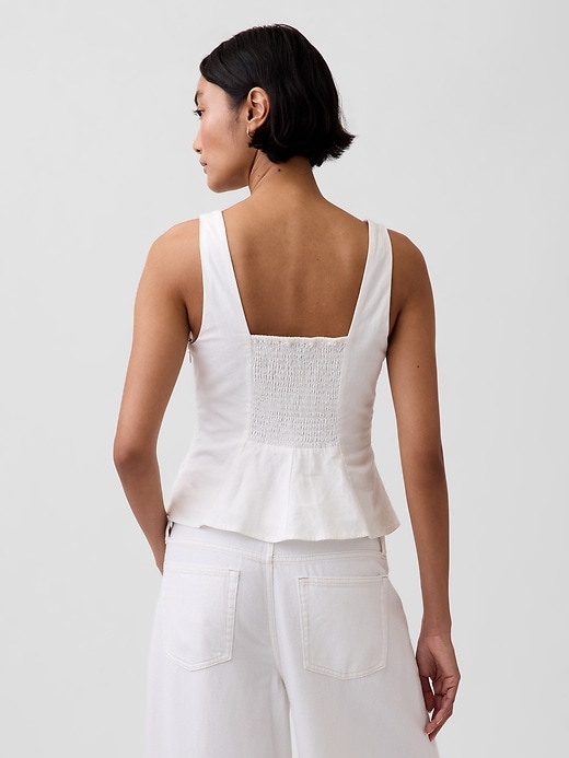 Image number 3 showing, Linen-Blend Peplum Top