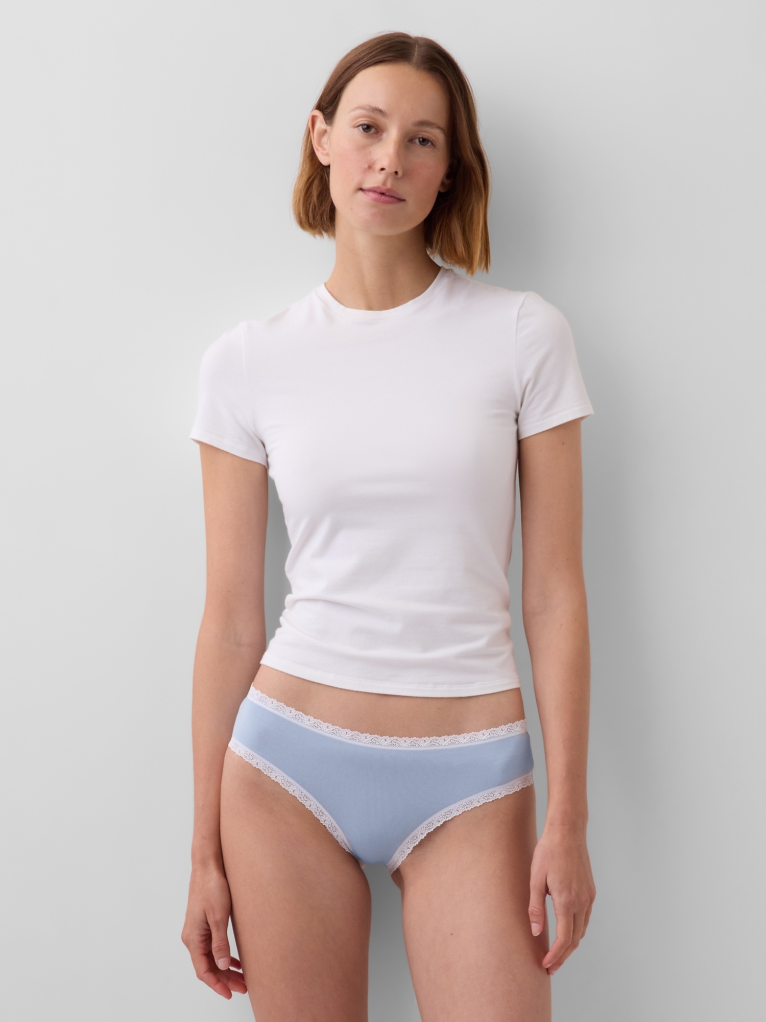 Organic Stretch Cotton Lace-Trim Hipster