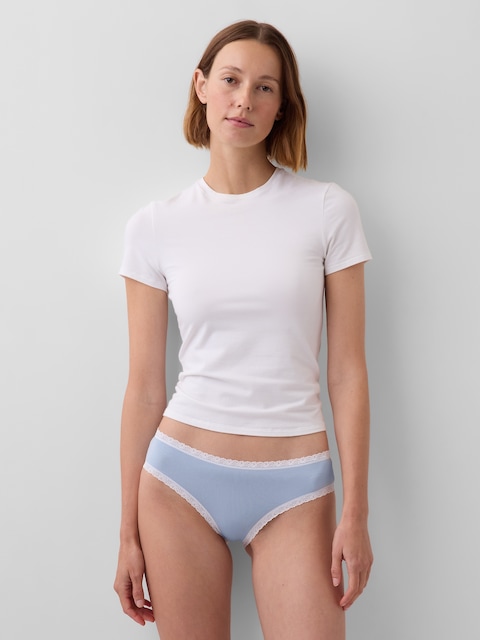 Organic Stretch Cotton Lace-Trim Hipster