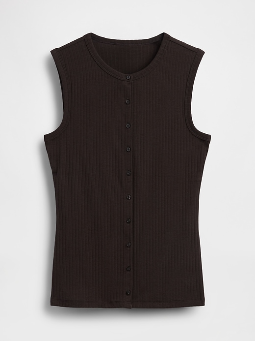Image number 5 showing, Modern Wide Rib Button-Front Top