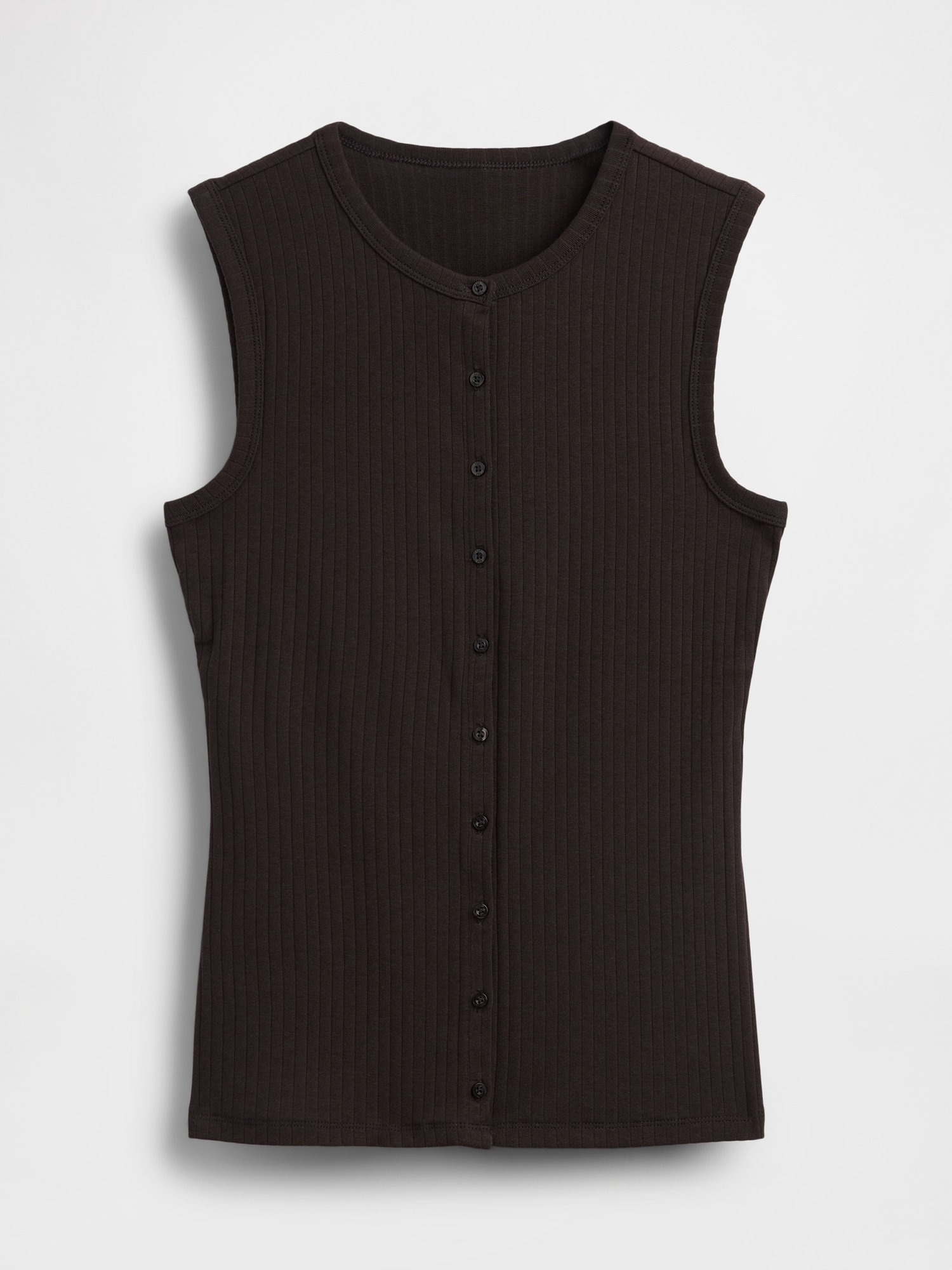 Женский топ Gap Modern Wide Rib Button-Front Top, цвет: Коричневый — фото 4