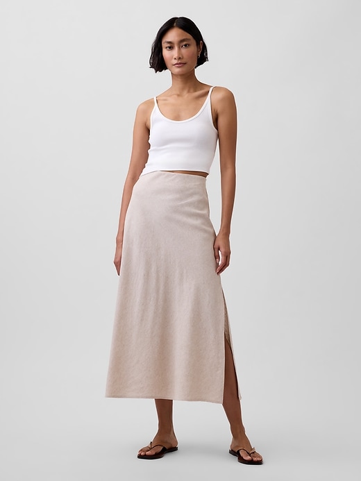 Image number 1 showing, Linen-Blend Maxi Slip Skirt