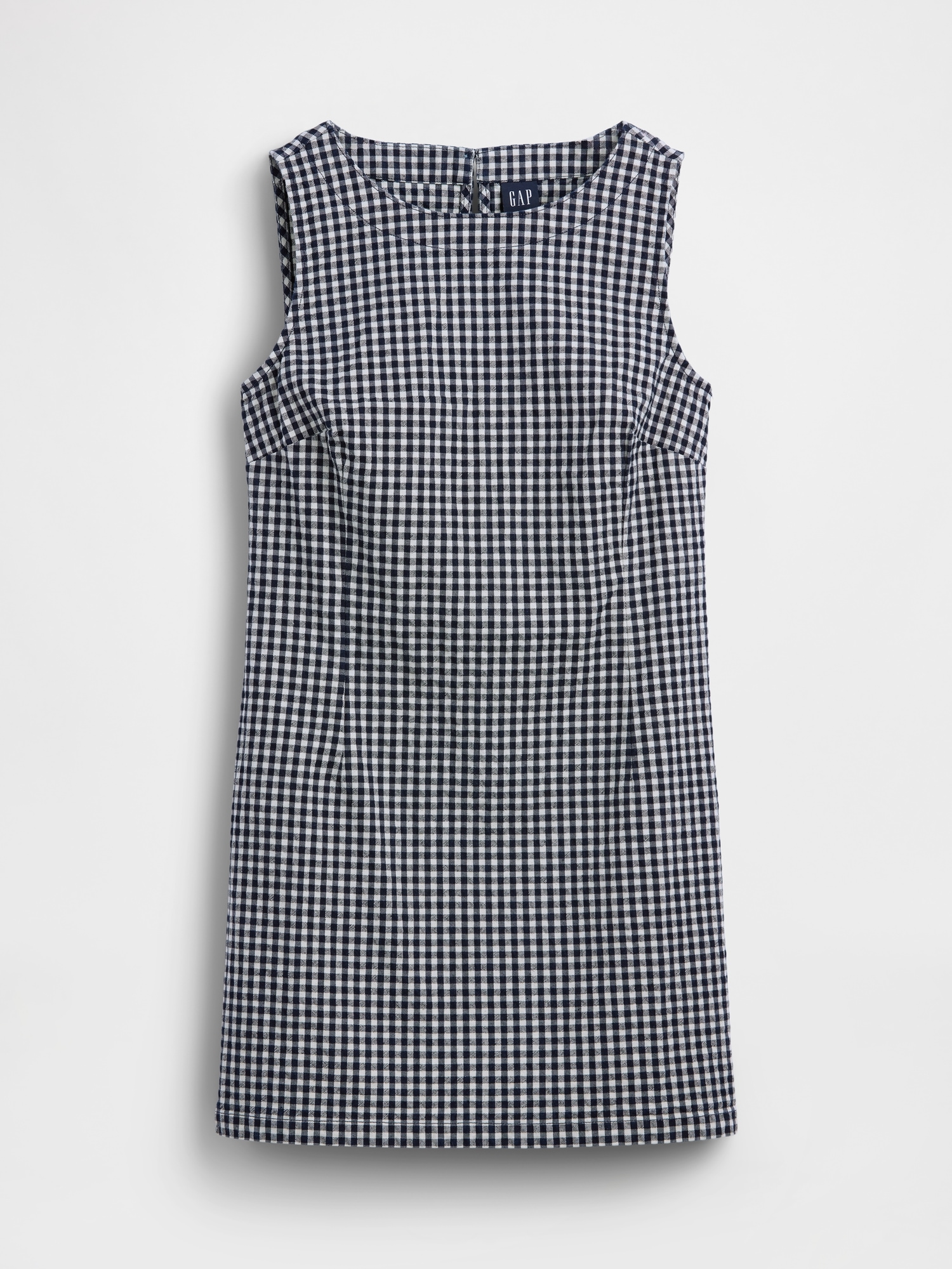 Gingham Denim Shift Mini Dress