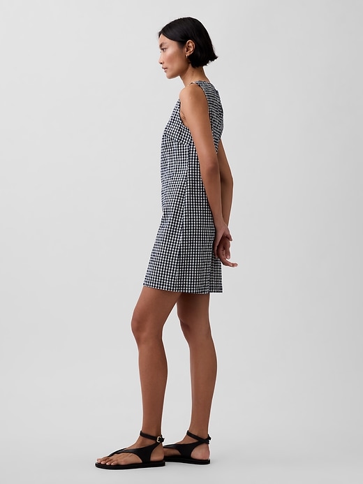 Image number 3 showing, Gingham Denim Shift Mini Dress