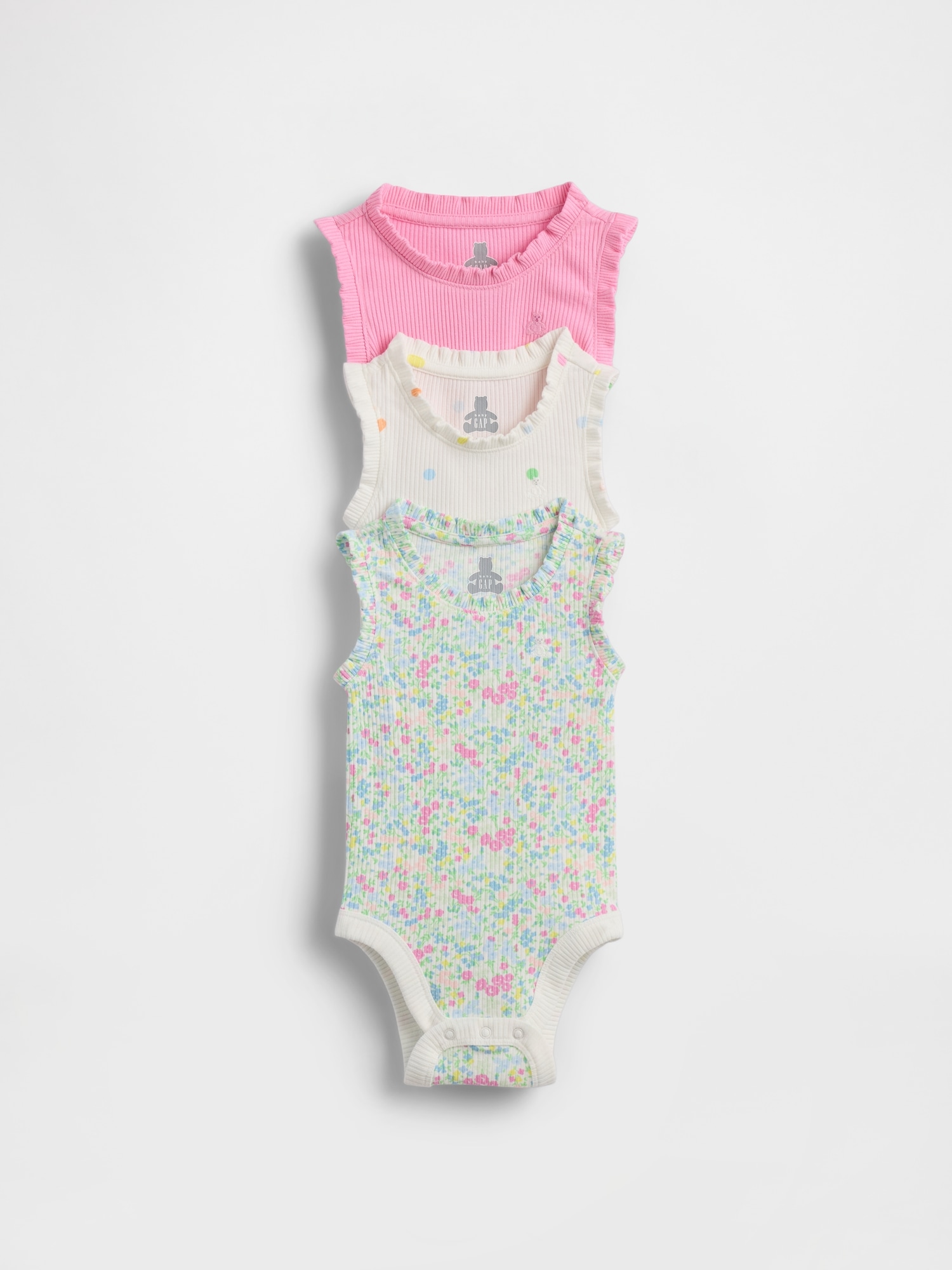 Baby First Favorites TinyRib Ruffle Tank Bodysuit (3-Pack)