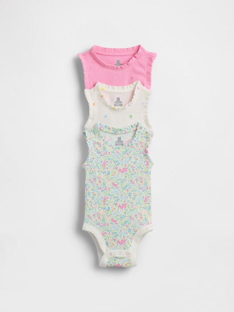 Baby First Favorites TinyRib Ruffle Tank Bodysuit (3-Pack)