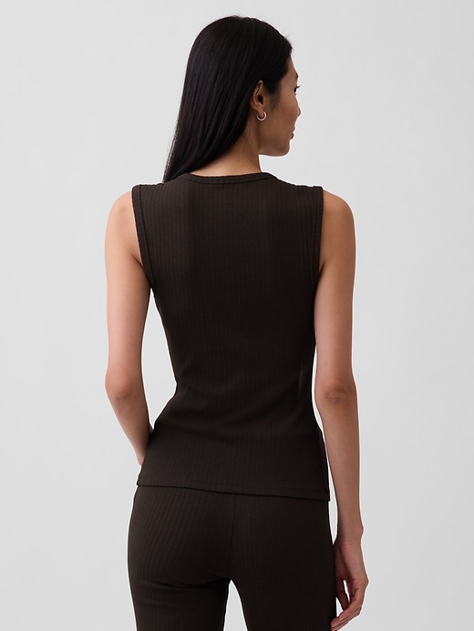 Image number 3 showing, Modern Wide Rib Button-Front Top