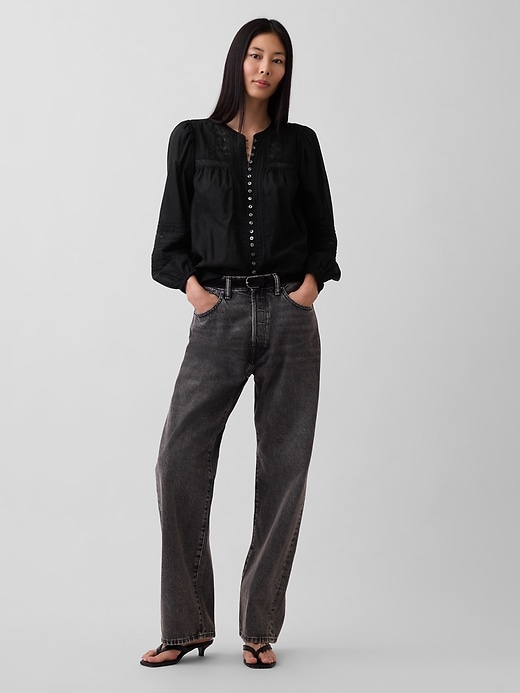 Image number 2 showing, Lace-Trim Pintuck Top