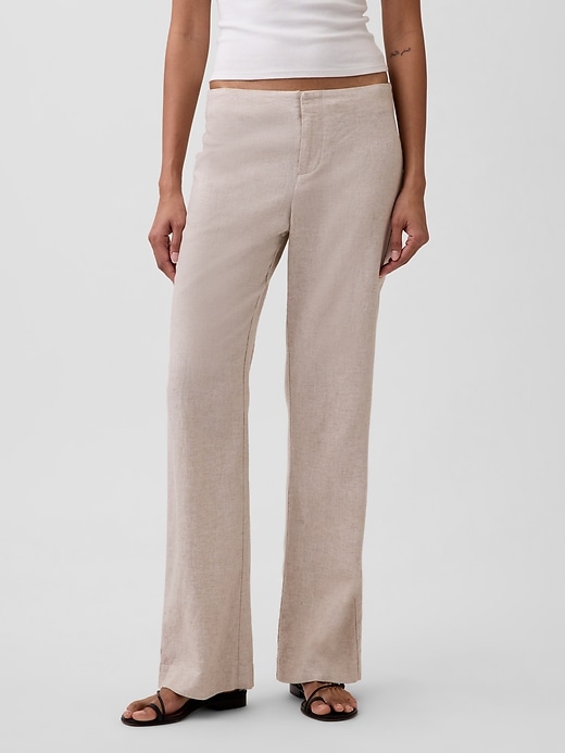 Image number 2 showing, Low Rise Linen-Blend Flare Pants